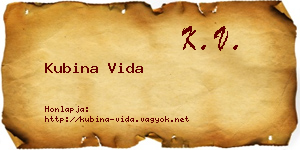Kubina Vida névjegykártya